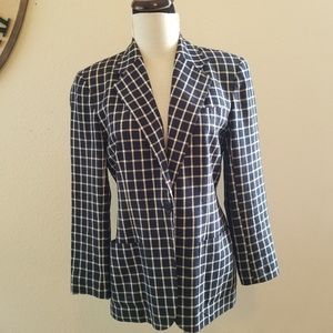 LAUREN checkered plaid single button blazer, 6